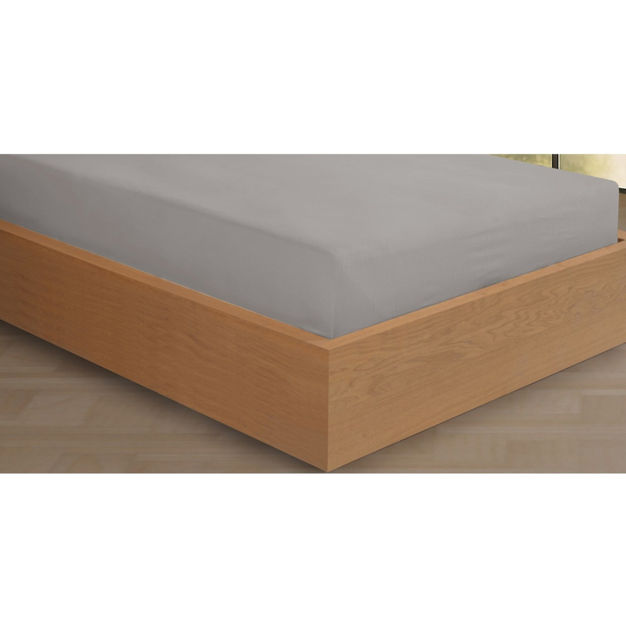 Drap housse Flanelle de coton gris