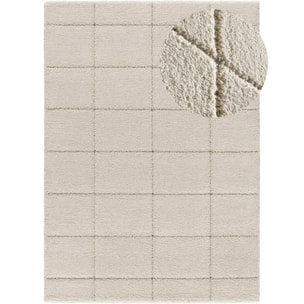 MOLIER Alfombra shaggy con formas abstractas en blanco, varias medidas disponibles.