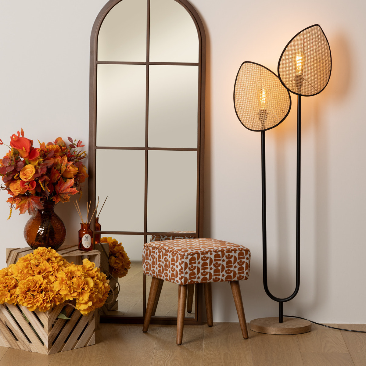 Lampadaire droit "Olme" en métal H143cm