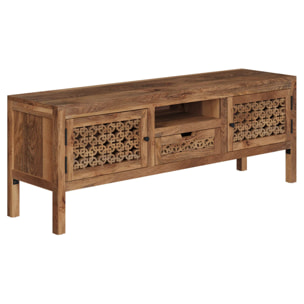 Meuble TV ajouré en bois de manguier 150 cm - Jaya