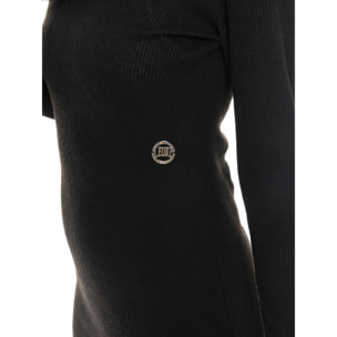 Vestido de cuello alto acanalado con abertura y tachuelas para mujer Leone 1947