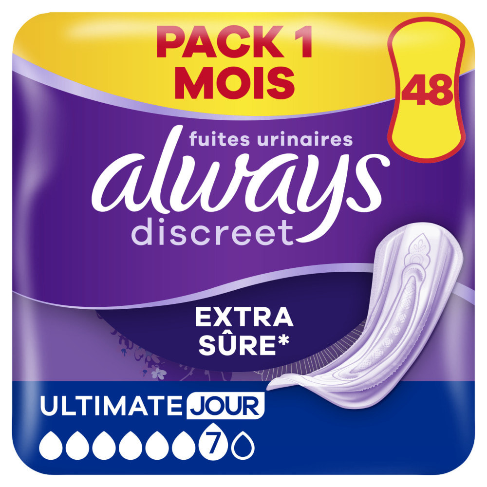 48 Serviettes pour Fuites Urinaires Always Discreet - Extra Secure Ultimate Jour