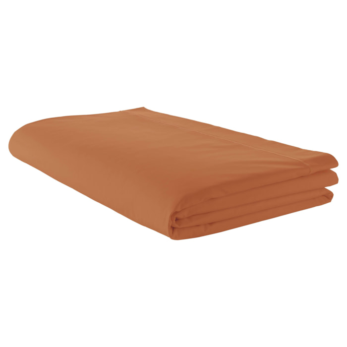 Drap plat piqué uni en percale de coton - Orange