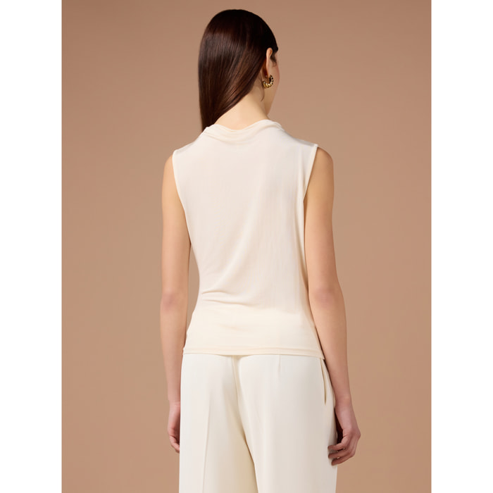 Oltre - Top in jersey drappeggiato - Bianco