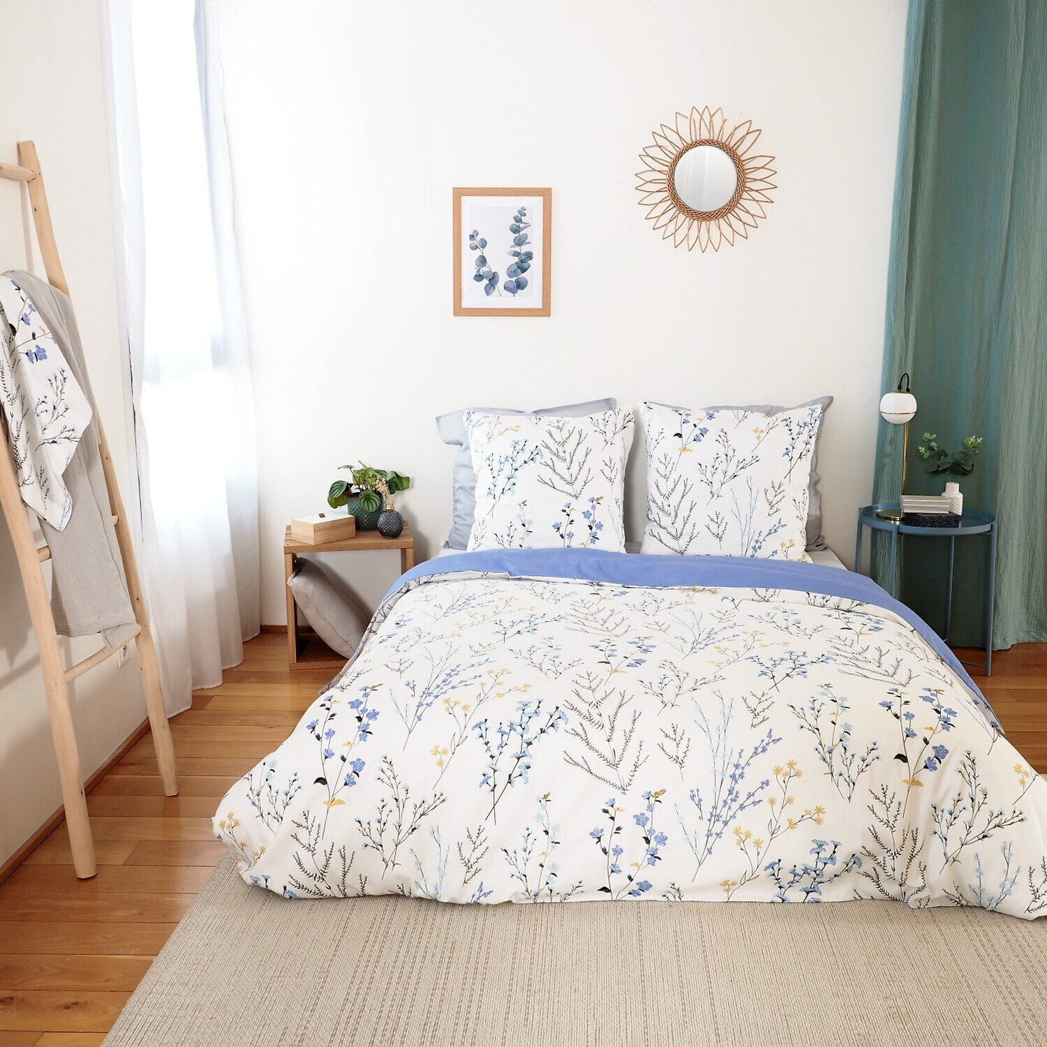 Parure Housse De Couette 3pcs 100% Satin De Coton 78fils Fanille