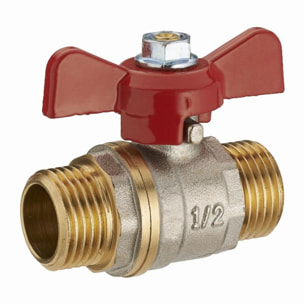 Vanne à sphère 1/4 tour double mâle manette papillon M3/4' (20x27) NOYON & THIEBAULT - 1209-I20L1