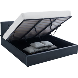 Lit coffre avec tête de lit en velours - TINA