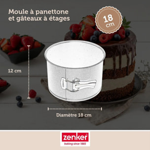 Set pâtisserie avec moule à panettone 18 cm à charnière, 2 bols à mixer, verre mesureur et spatule Zenker