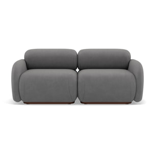 Penelope - canapé droit modulable 2 places en velours texturé - Gris