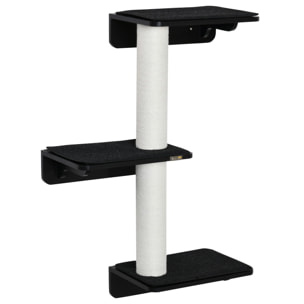 Árbol para Gatos de Pared con 3 Plataformas Cojín Extraíble Postes 63x28x93,5cm
