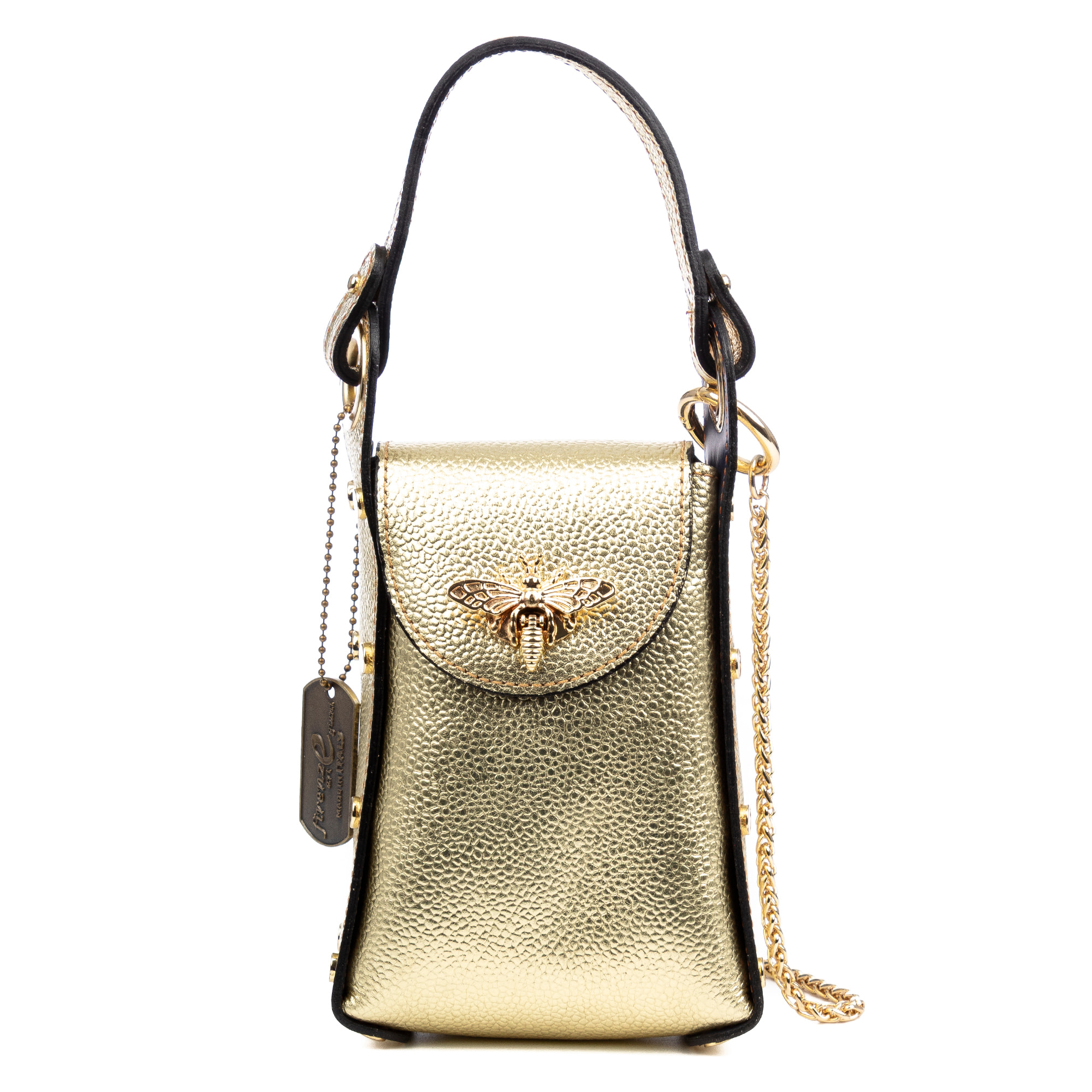 Alviano bolso de mano mujer. Piel auténtica Dollaro acabado lacado.