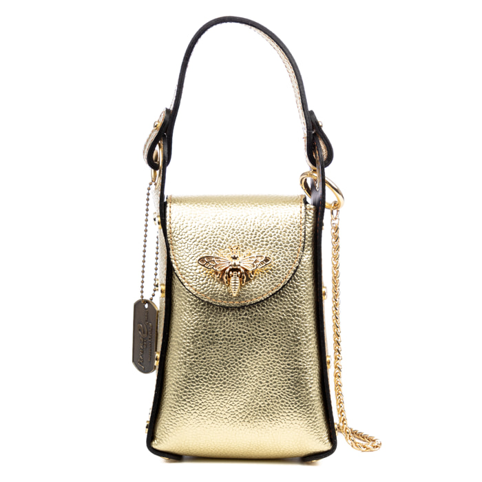 Alviano bolso de mano mujer. Piel auténtica Dollaro acabado lacado.