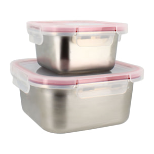 Lot de 2 boîtes hermétiques en acier inoxydable