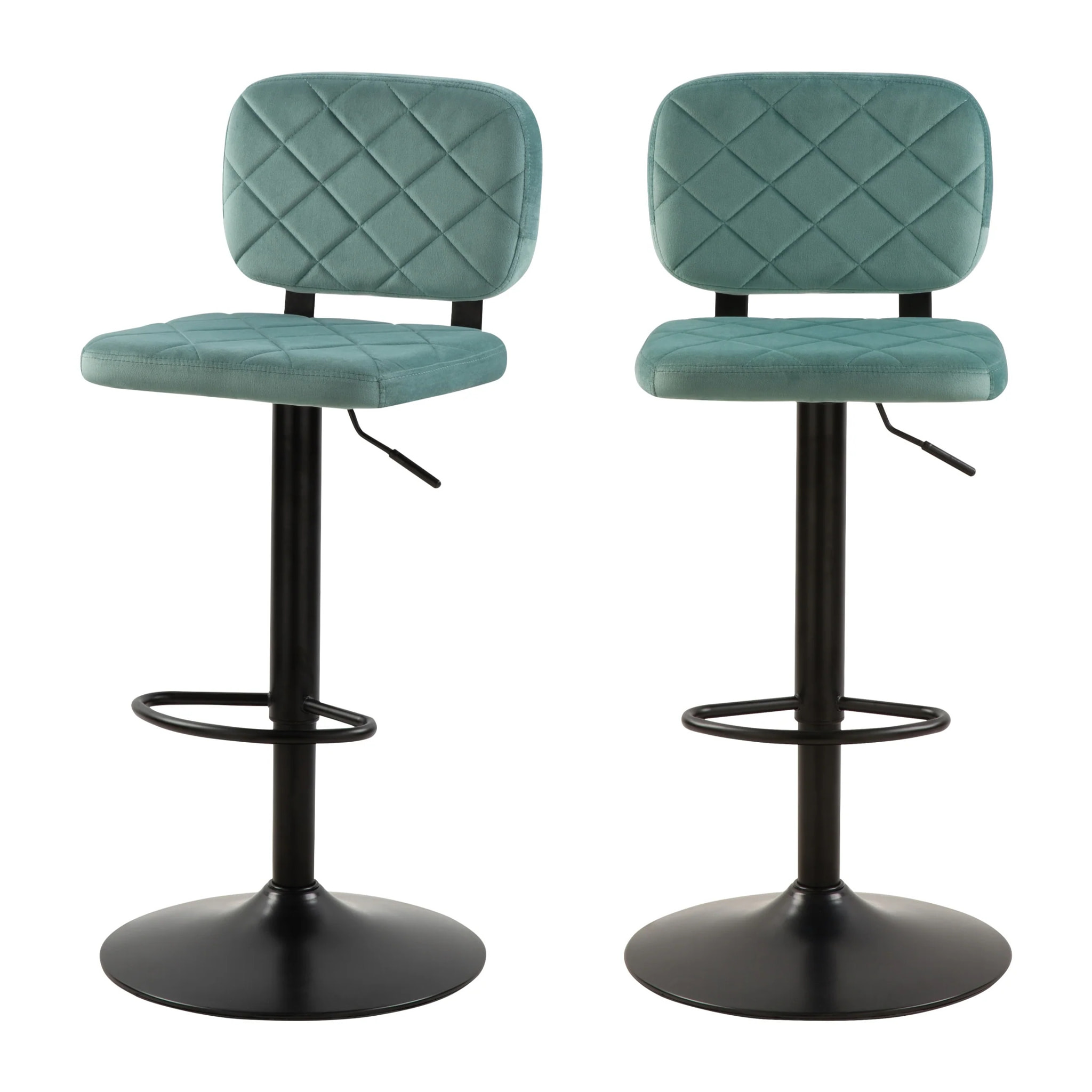 Lot de 2 chaises de bar réglables 60/81 cm en velours vert d'eau - Viktor