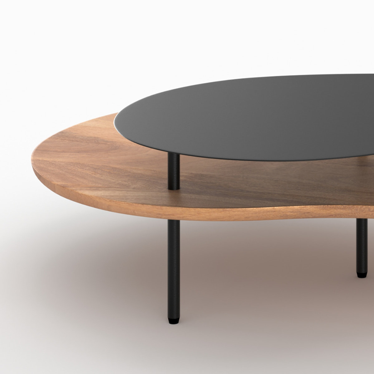 Tables gigognes en bois et metal noir (lot de 2) - Moji