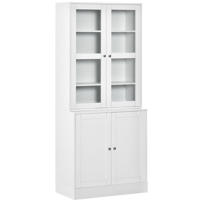 Vitrina Armario de Libros con 4 Puertas y Estantes Ajustables Estilo Moderno Armario de Cocina para Salón Cocina Oficina Dormitorio 76x40x178,5 cm Blanco