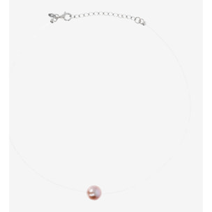 PERLAVIVA - Collana Girocollo 'Fantasmino' con Perla Ming d'Acqua Dolce Multicolor Ø 11/13 mm in Argento 925 placcato Oro Bianco 18Kt