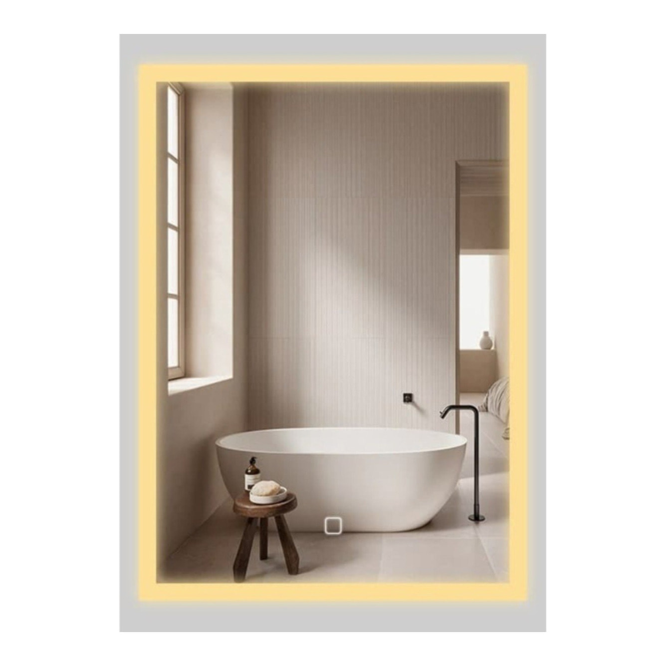 Feel 60x80 cm miroir suspendu rectangulaire avec éclairage LED 3 couleurs et capteur, blanc  (SATZFEELOBLED6080)
