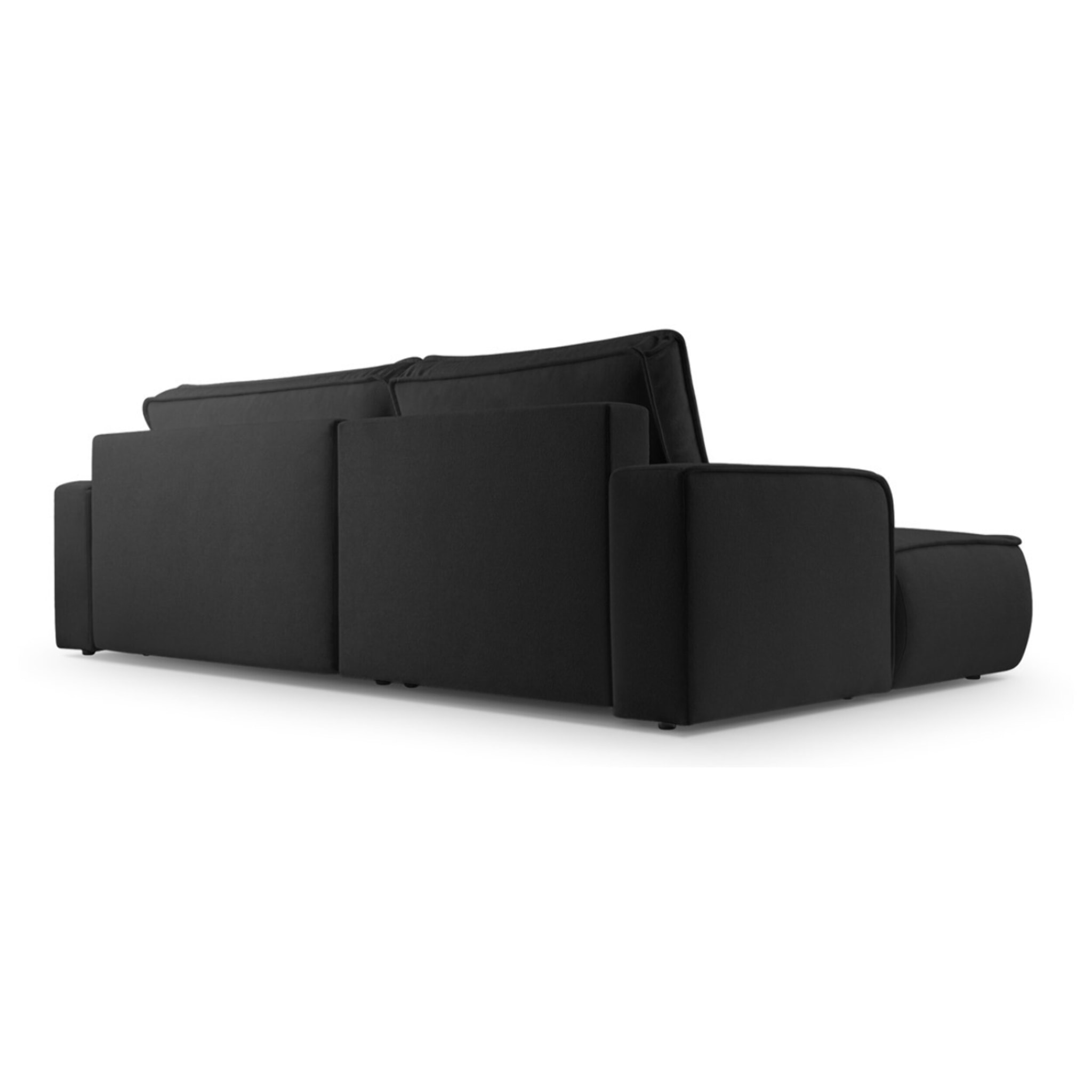 Nessino - canapé d'angle gauche 4 places - convertible avec coffre - en tissu texturé - Noir