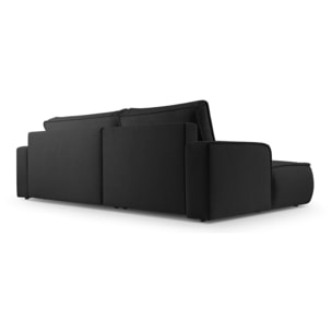 Nessino - canapé d'angle gauche 4 places - convertible avec coffre - en tissu texturé - Noir