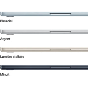 Ordinateur Apple MACBOOK Air 13,6" Puce M4 CPU 10 / GPU 8 coeurs Mémoire RAM 16Go Stockage 1To SSD Retina Minuit
