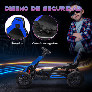 Go Kart Coche Eléctrico para Niños de 3 a 8 Años Kart con Batería 12V Velocidad Ajustable 3-5 km/h y Cinturón de Seguridad Carga 30 kg para Exterior 100x58x58,5 cm Azul