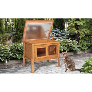 Niche auto-chauffante en bois pour chat