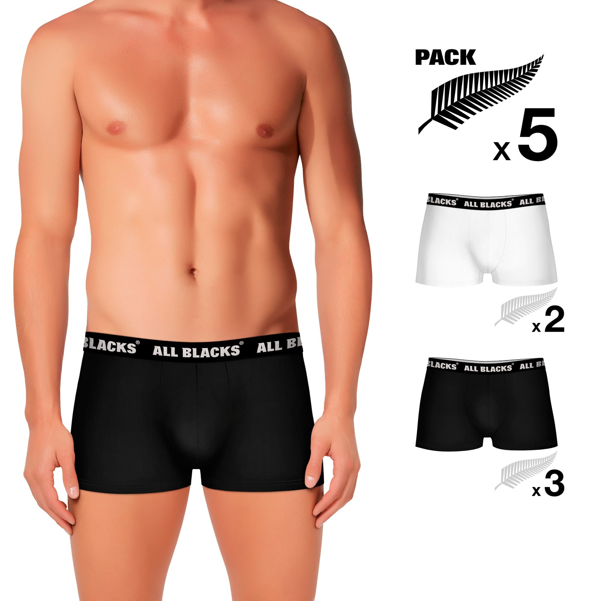 Pack 5 calzoncillos boxer ALL BLACKS para hombre en varios colores