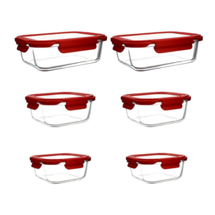 Lot de 6 boîtes hermétiques carrées en verre CRISTAL