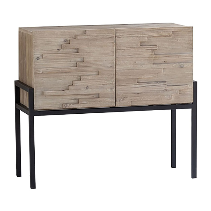 Buffet 2 portes en pin recyclé et pieds en métal noir KRISTEN
