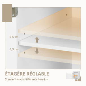 Lot de 2 chevets tables de nuit style bohème chic - total 2 portes, 2 étagères, 2 niches - cannage en rotin MDF blanc