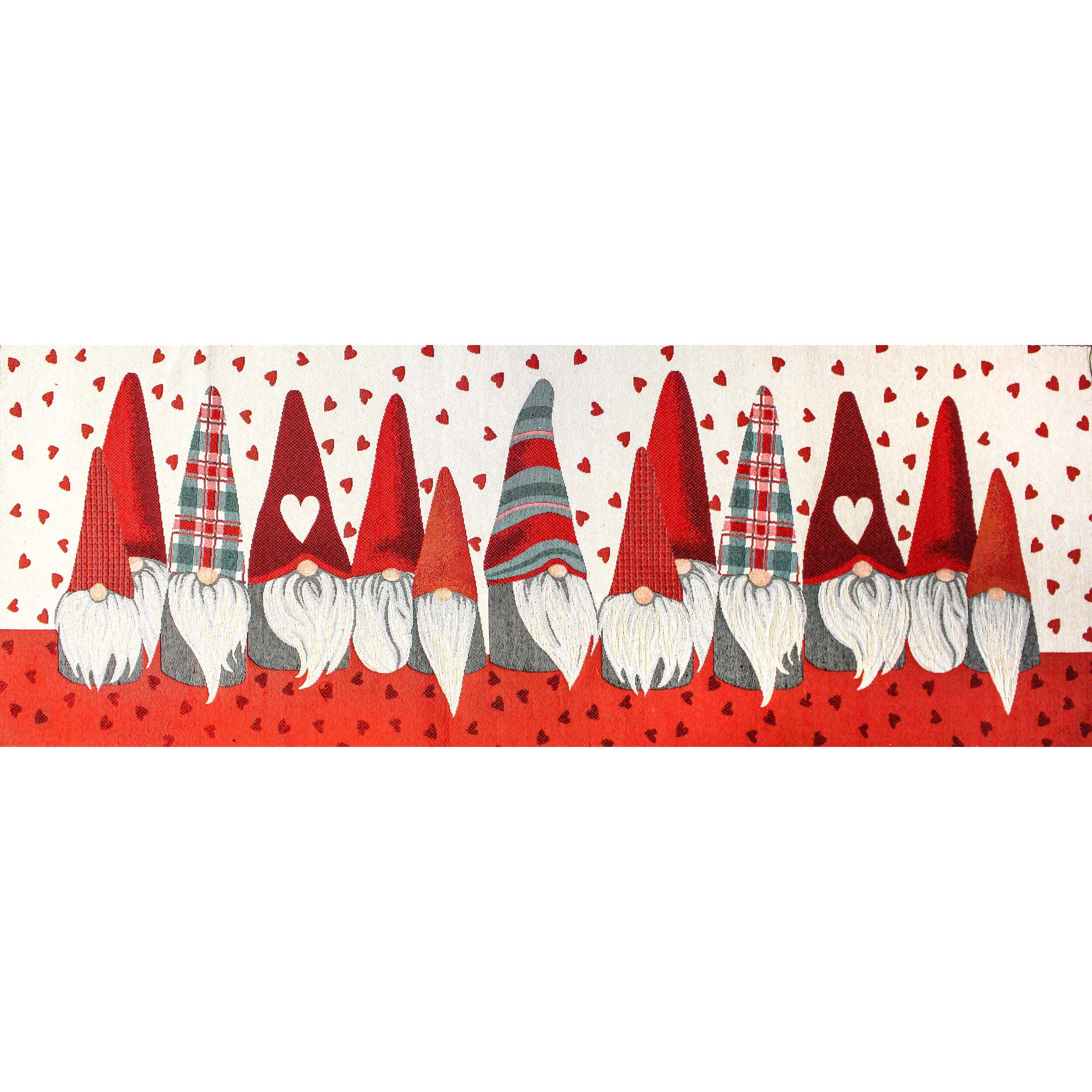 Runner Natalizio Gnomi Cuori Chorus 40x140 cm Gobelin Jacquard