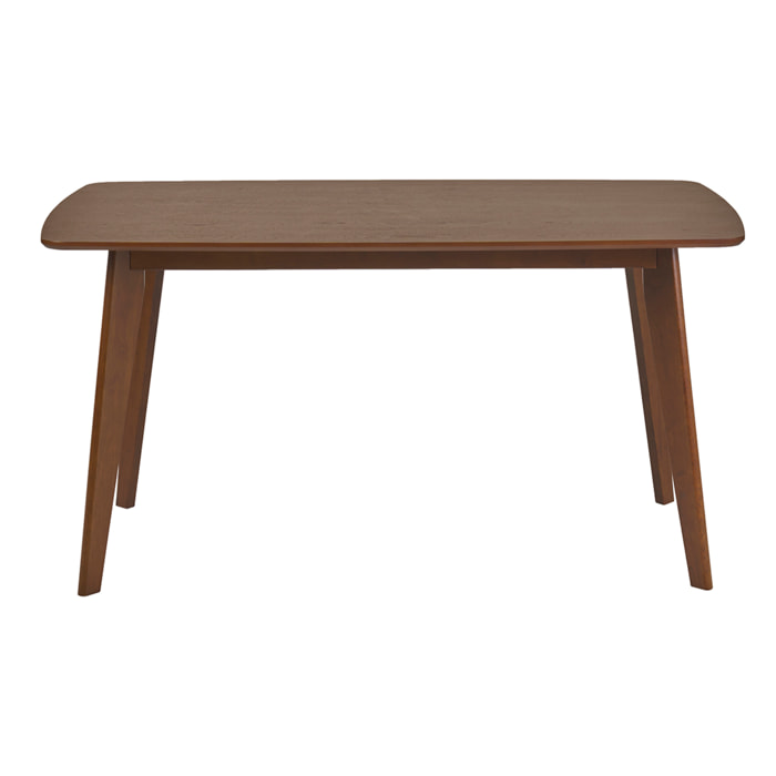 Table à manger rectangulaire scandinave bois foncé noyer L150 cm LEENA