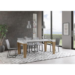 Consola extensible 90x40/196 cm Spimbo Mix Small tapa Fresno Blanco - patas Roble Natural