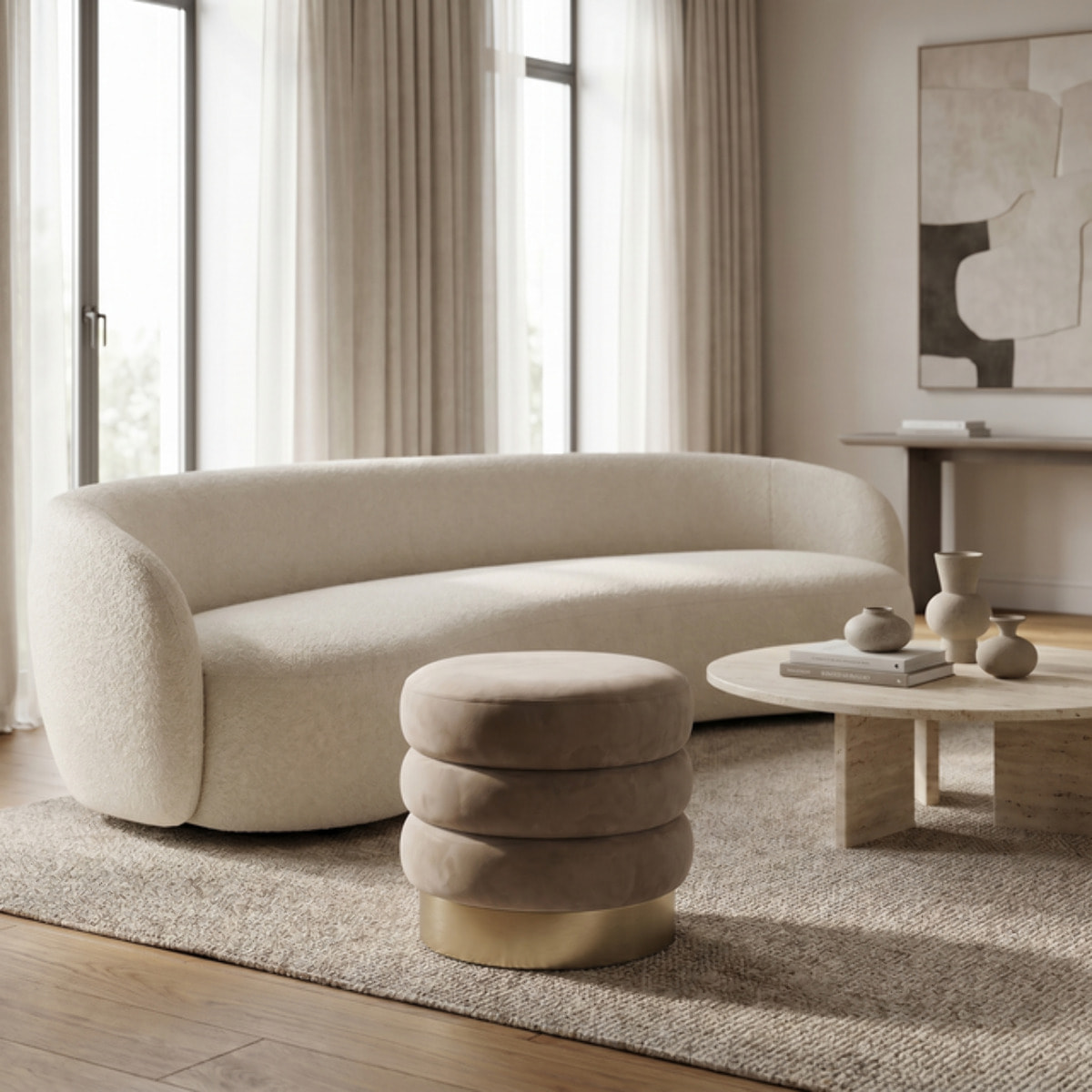 Pouf rotondo in velluto con base oro Ø38x38 cm, sgabello imbottito design moderno elegante, seduta decorativa per salotto camera da letto ingresso cabina armadio, pouf velvet con struttura resistente fino a 100 kg