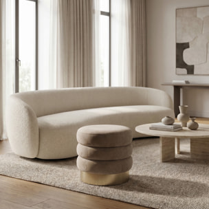 Pouf rotondo in velluto con base oro Ø38x38 cm, sgabello imbottito design moderno elegante, seduta decorativa per salotto camera da letto ingresso cabina armadio, pouf velvet con struttura resistente fino a 100 kg