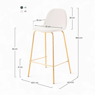 Pack 4 chaises pour îlot central blanches et vertes 65 cm - Henrik