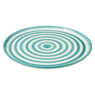 J-Line assiette Granada Stripes - céramique - blanc/aqua