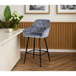 Taburete de Terciopelo 58 Cm Estilo Contemporáneo