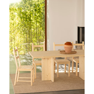 Mesa de comedor de madera maciza en tono natural de varias medidas