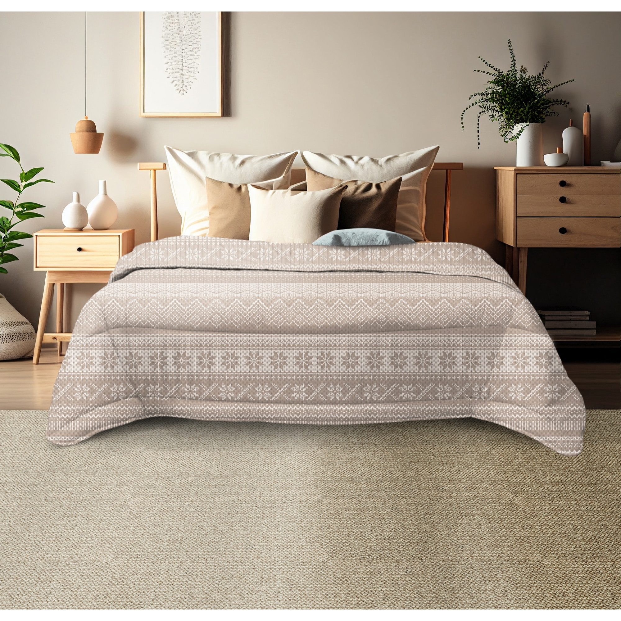 TRAPUNTA INVERNALE MATRIMONIALE MAGLIA BEIGE MADE IN ITALY