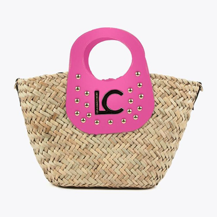 Borsa a cesta piccola con borchie