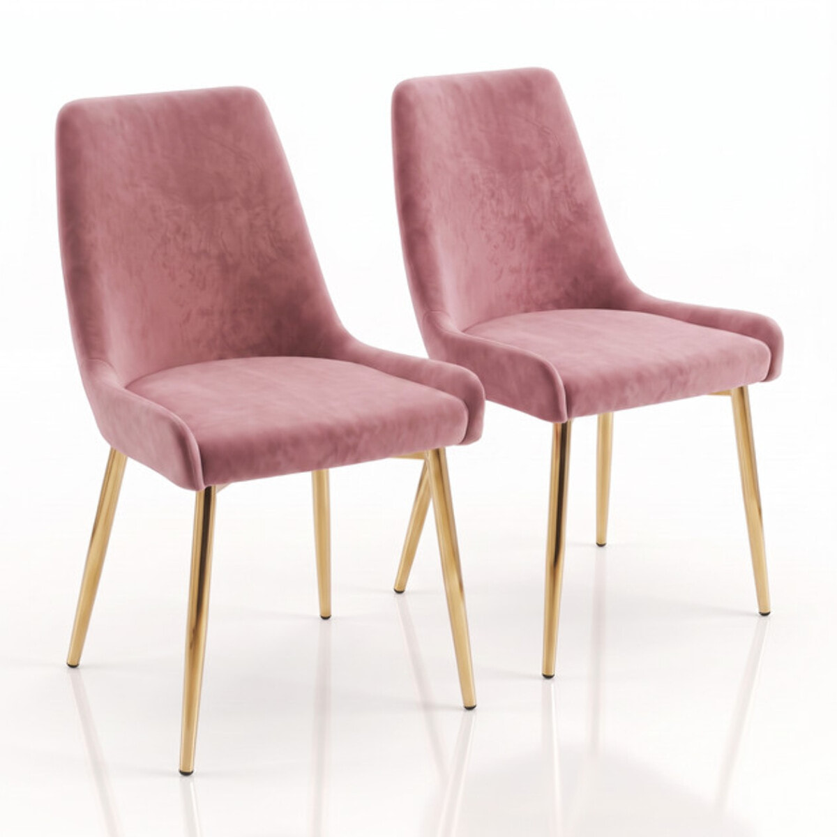 Sedia Imbottita in Effetto Velluto con Gambe Oro, Design Moderno ed Elegante per Sala da Pranzo, Cucina, Soggiorno, Studio e Ufficio