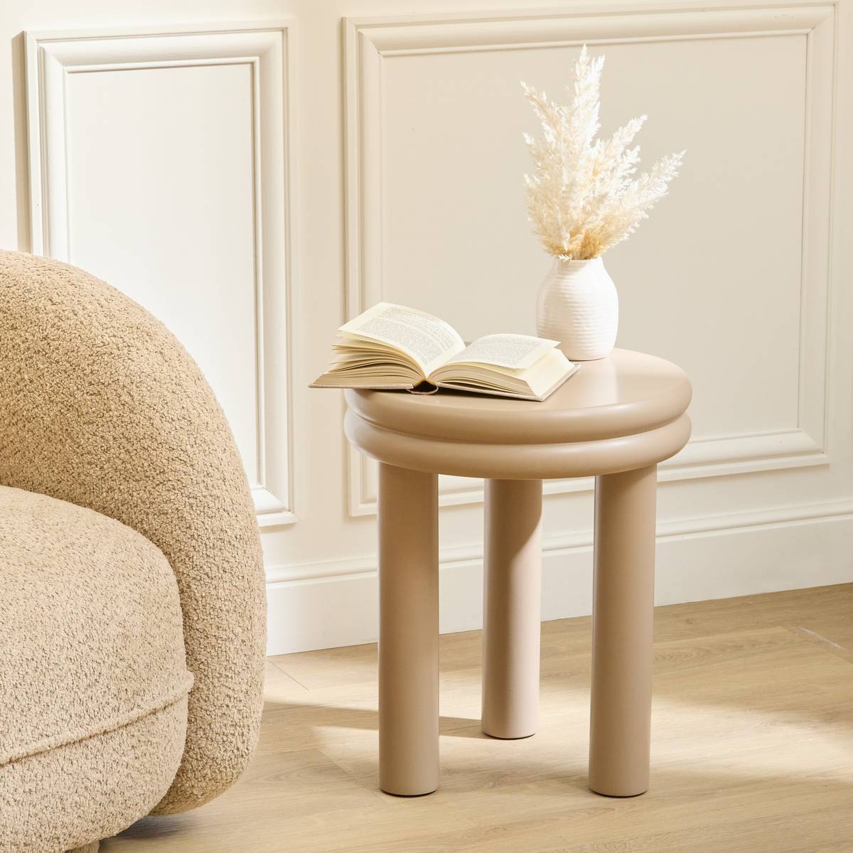 Table d'appoint Plump ronde D.40cm beige