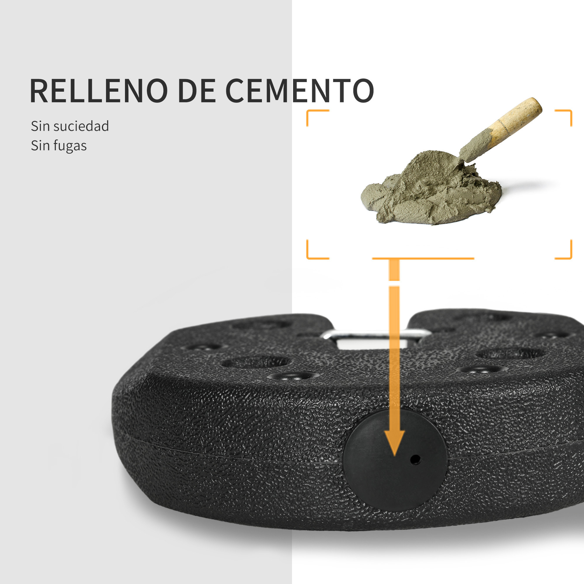 Pack de 4 Pesos para Carpas Plegables Pesos para Cenador Rellenados con Cemento Bases para Toldo Pérgola Ø22x5,5 cm Negro