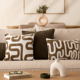 Housse de coussin Jeni chenille vert kaki 50x30cm