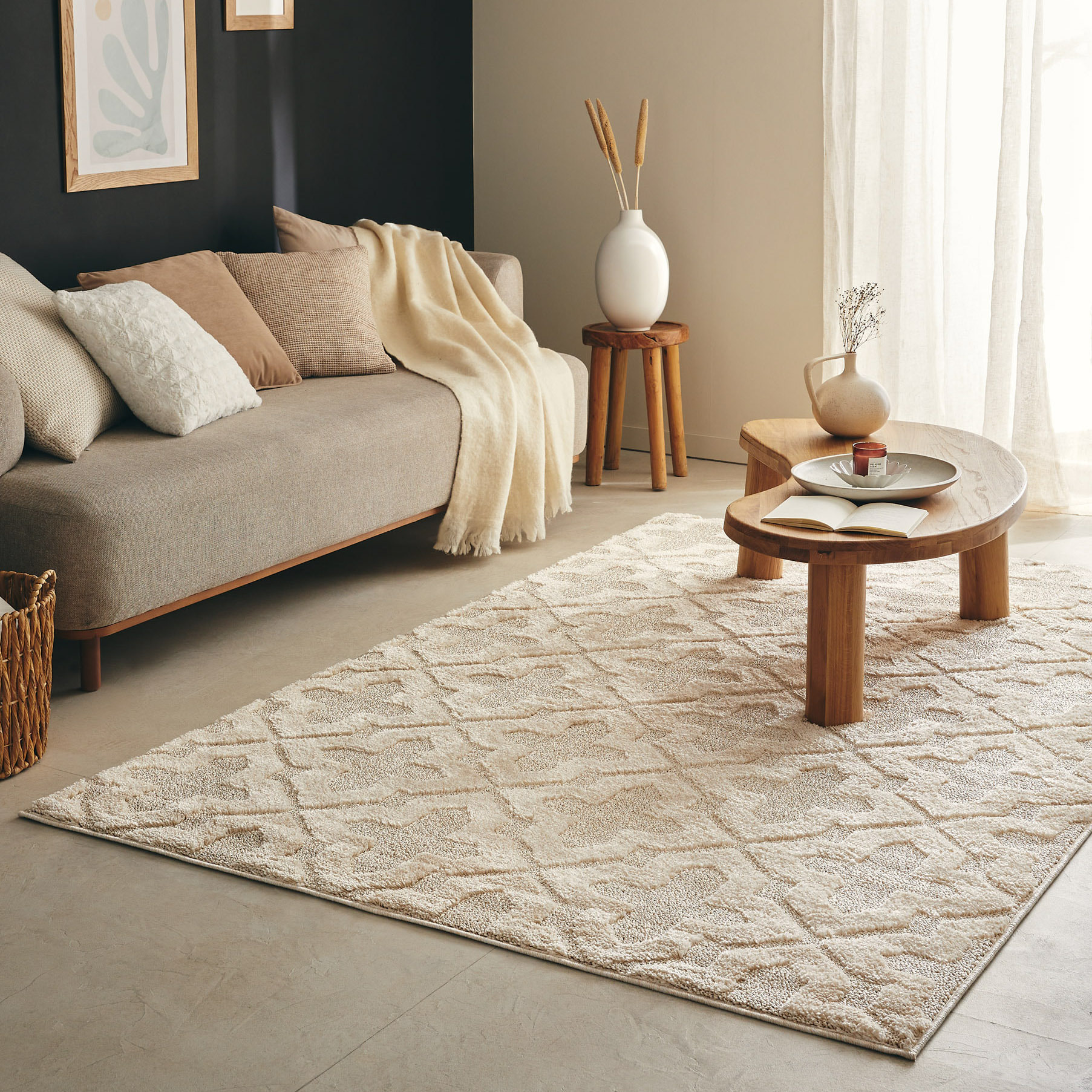 HARMONIE - Tapis motif géométrique crème