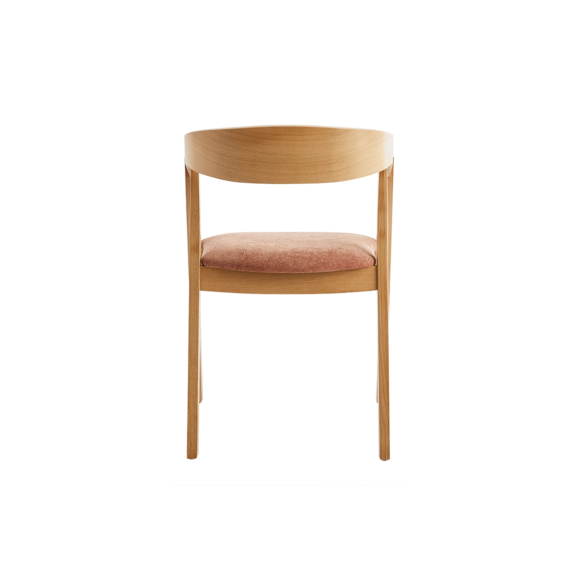 Chaises scandinaves empilables en bois clair chêne et tissu effet velours terre brûlée (lot de 2) LOVA