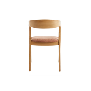 Chaises scandinaves empilables en bois clair chêne et tissu effet velours terre brûlée (lot de 2) LOVA