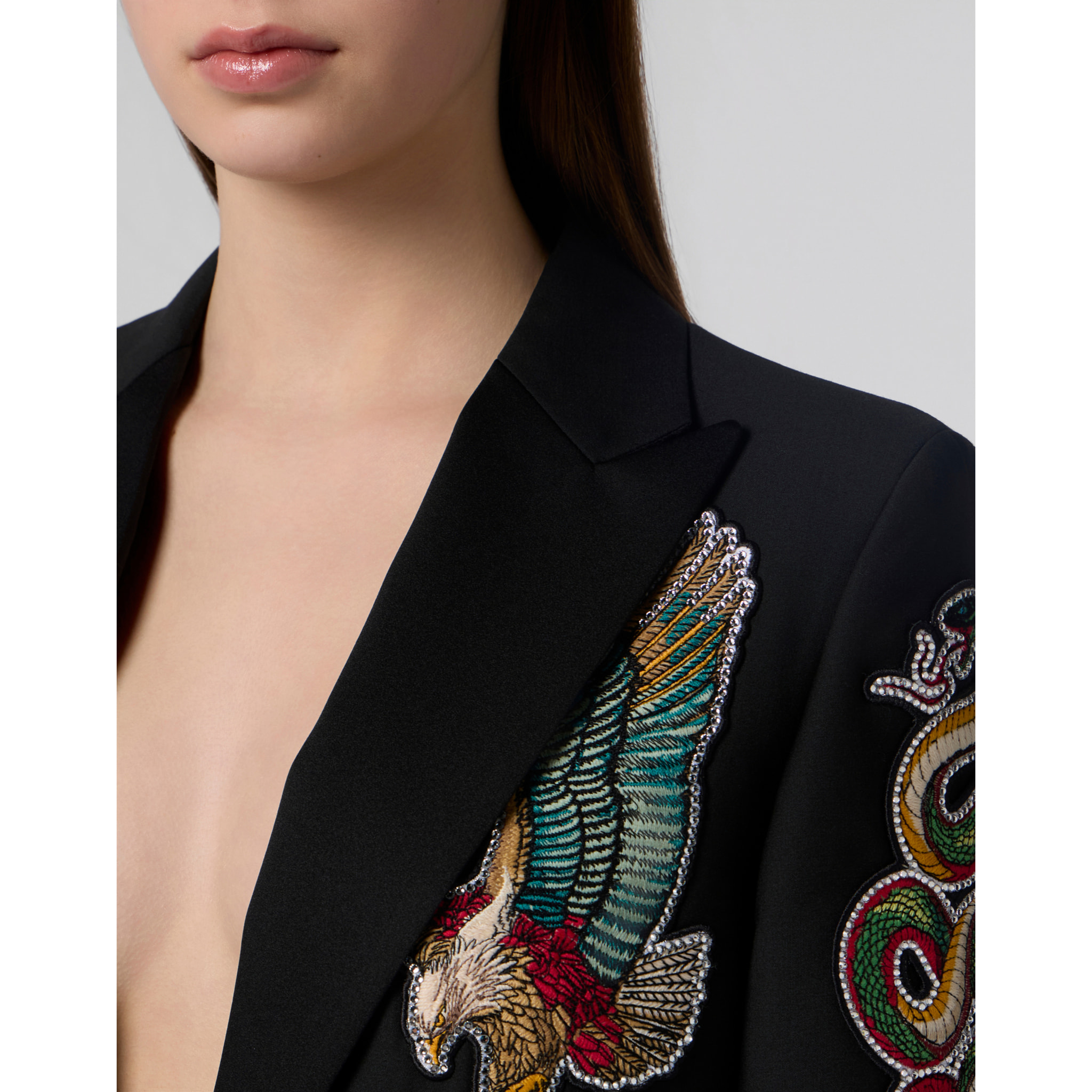 PHILIPP PLEIN Boyfriend's Fit Blazer Tattoo Patches